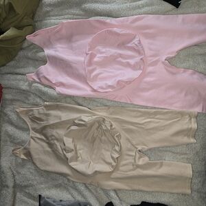 Pink and Beige Sleeveless Jumpsuits